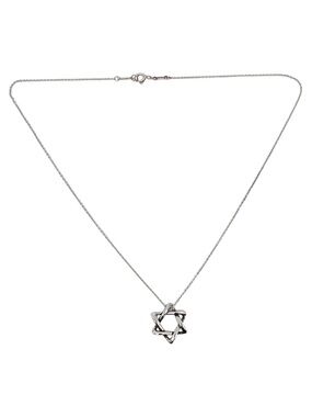 Tiffany & Co Sterling Silver Star of David Pendant 18mm Chain Necklace #24609